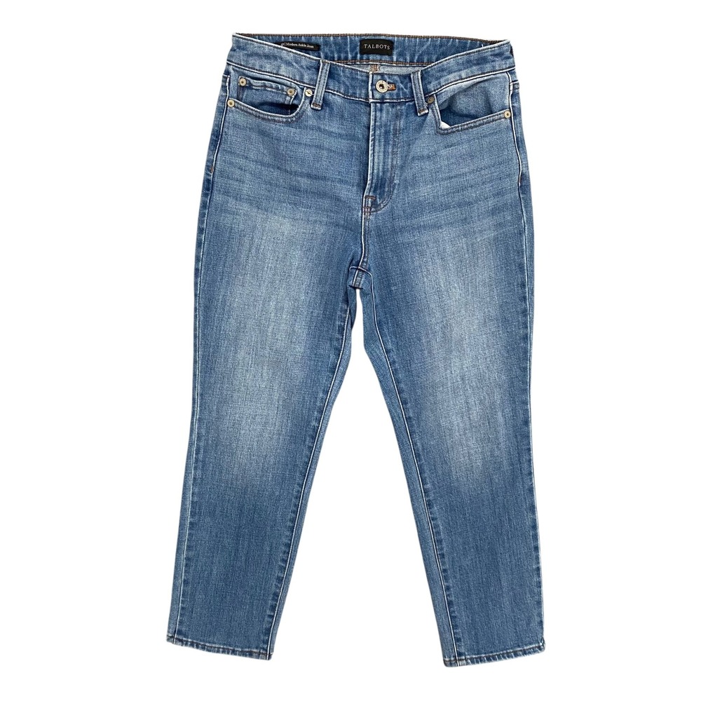 Talbots Modern Ankle Jeans Womens 4P Blue Denim Slim Leg Mid Rise NWOT